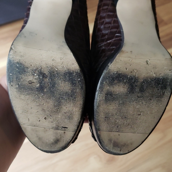 Madden Girl Lowla open toe bow brown weave heels Size 7 - Picture 5 of 11